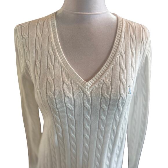 Fairway & Greene Alotian White V Neck Cable Knit Pullover Sweater Golf PGA M - Picture 4 of 10